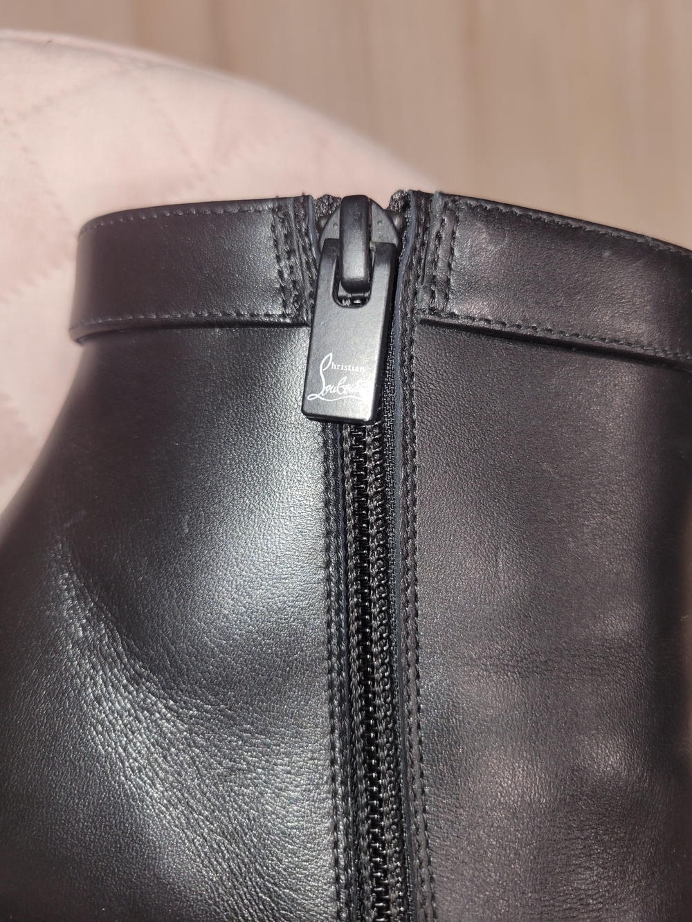 Christian Louboutin Black Leather Pointed Stiletto Ankle Boots - Picture 6 of 9